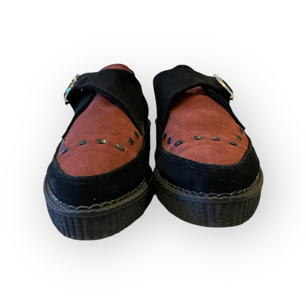Tuk Black & Burgundy Suede Pointed Buckle Creeper Women’s 9 Men’s 7 Style A9592 - Picture 10 of 16